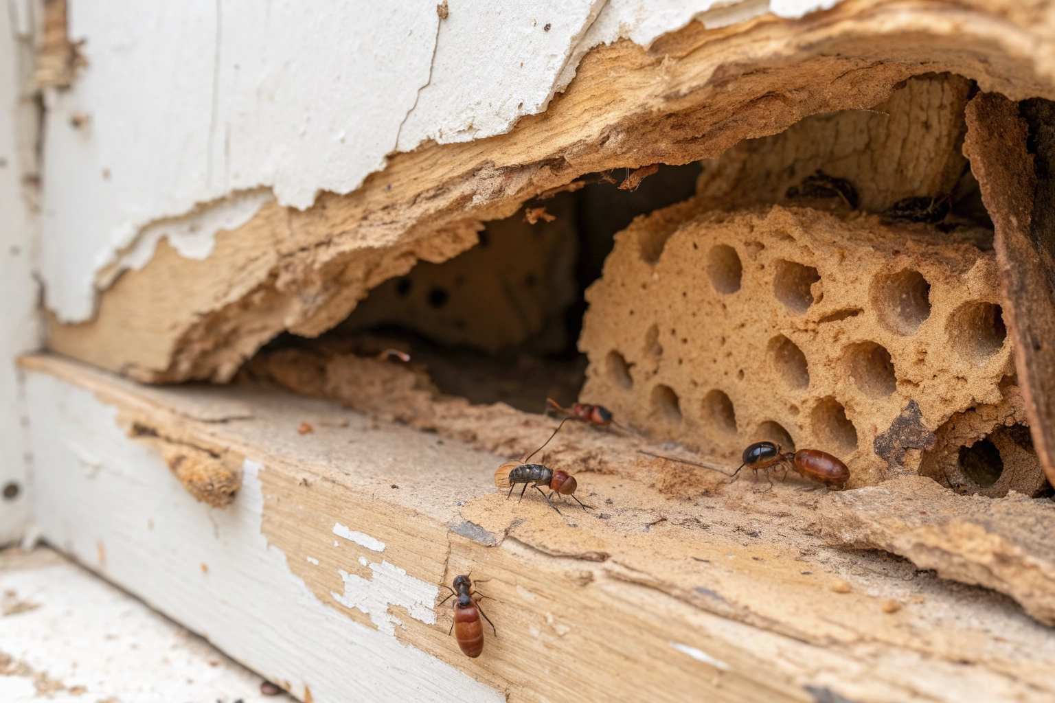 Termite nest inside a wall void