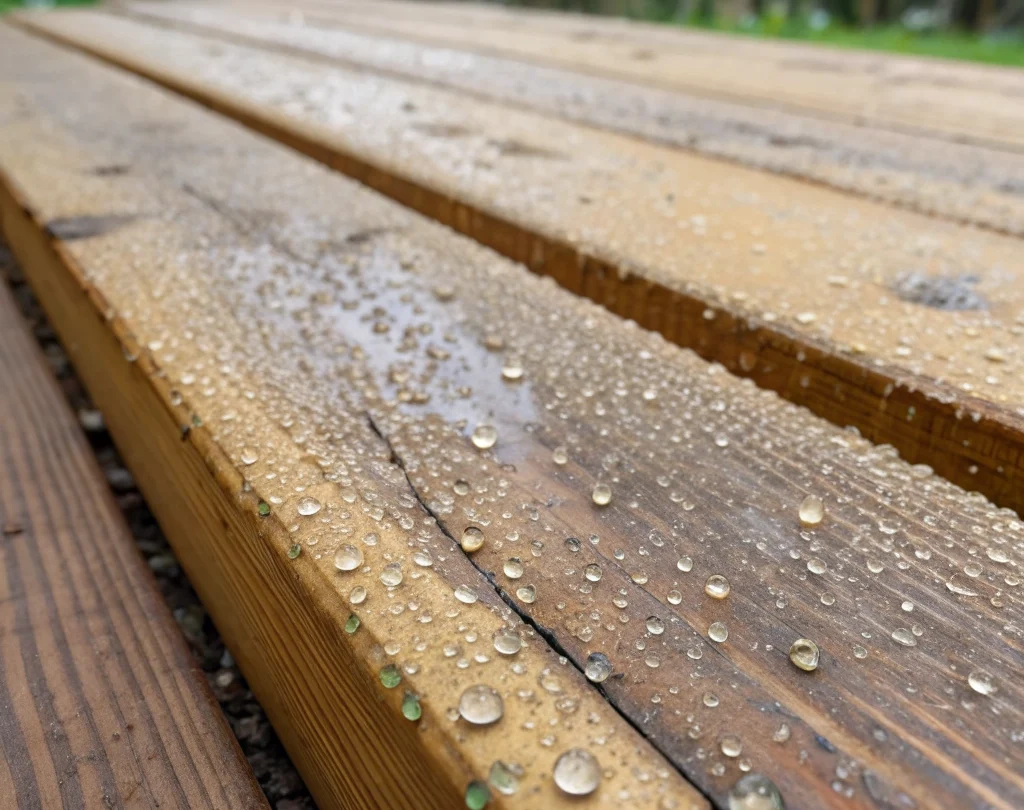 Close-up of mold and dampness on sub-floor timber.